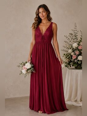 NWT AZAZIE  BARCELONA Bridesmaid BURGINDY CROTCHET MAXI  Dress 10